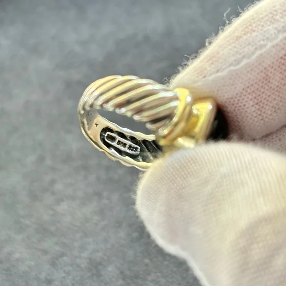 David Yurman 925 & 14k Gold Noblesse Ring with Black Onyx 5.5 - Picture 7 of 10